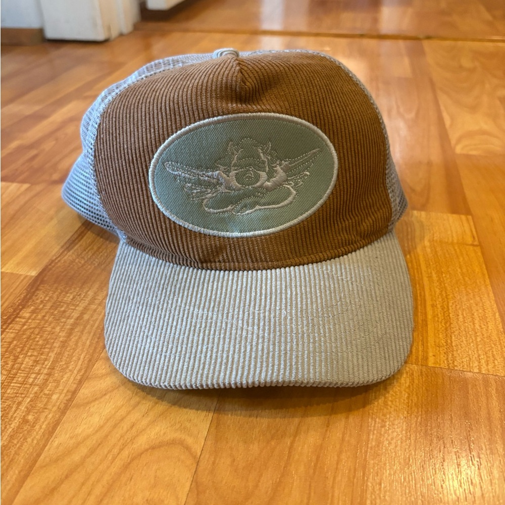 Boys Lie Brown and Light Blue Corduroy Trucker Hat